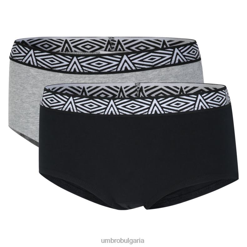 облекло Umbro core дамски хипстър 2 оп черен/сив мергел Жени BVP8P542