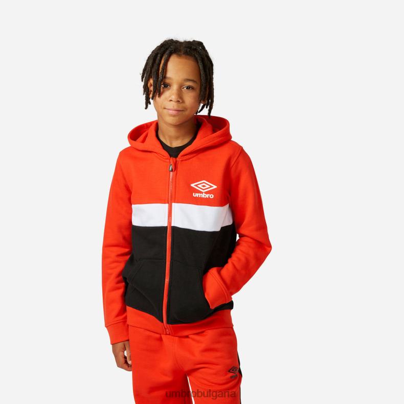 облекло Umbro качулка с цип чери домат/бял/черен деца BVP8P611