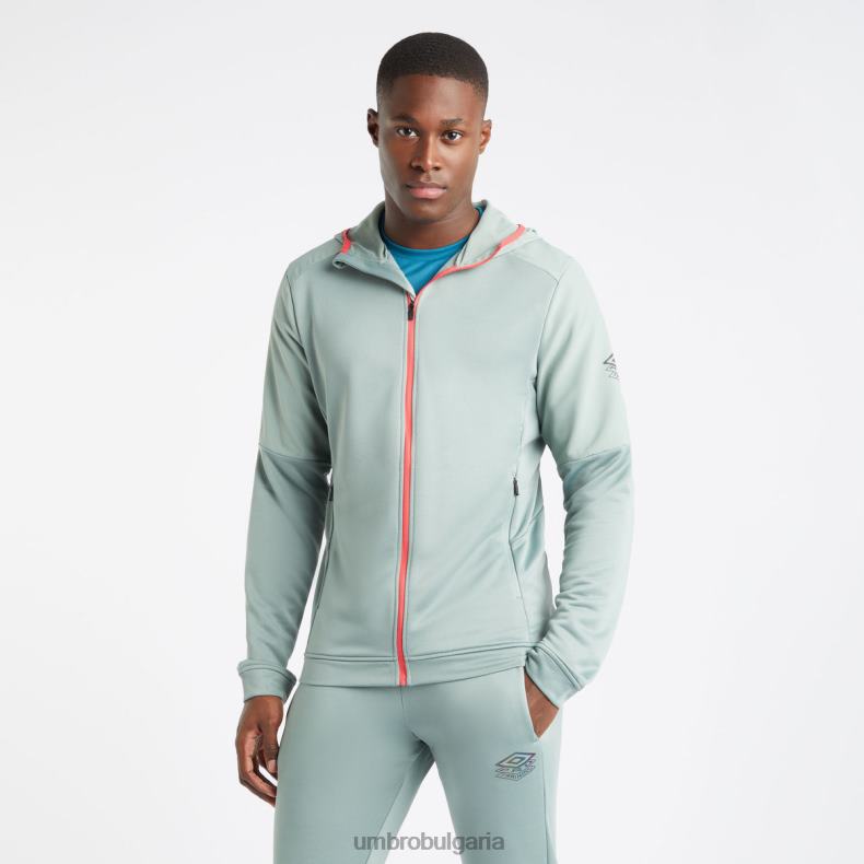 облекло Umbro про тренировъчен хибриден fz hoodie chinois зелено/гераниум мъже BVP8P149