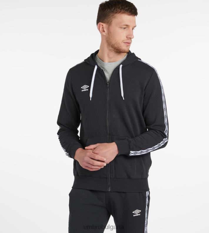 облекло Umbro суичър с качулка с цип - loopback черен мъже BVP8P137