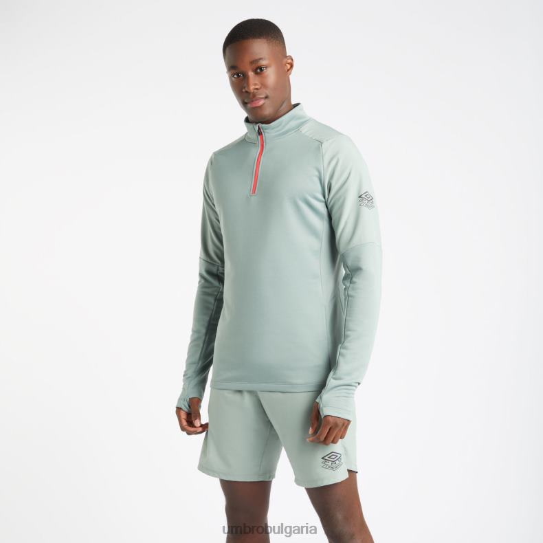 облекло Umbro професионално тренировъчно хибридно горнище с половин цип chinois зелено/гераниум мъже BVP8P77