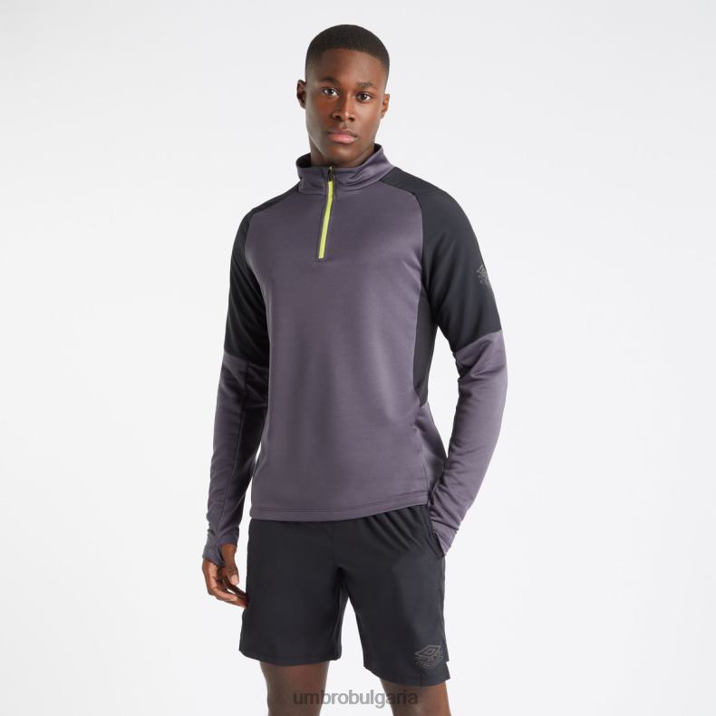 облекло Umbro професионално тренировъчно хибридно горнище с половин цип periscope/black/limeade мъже BVP8P78